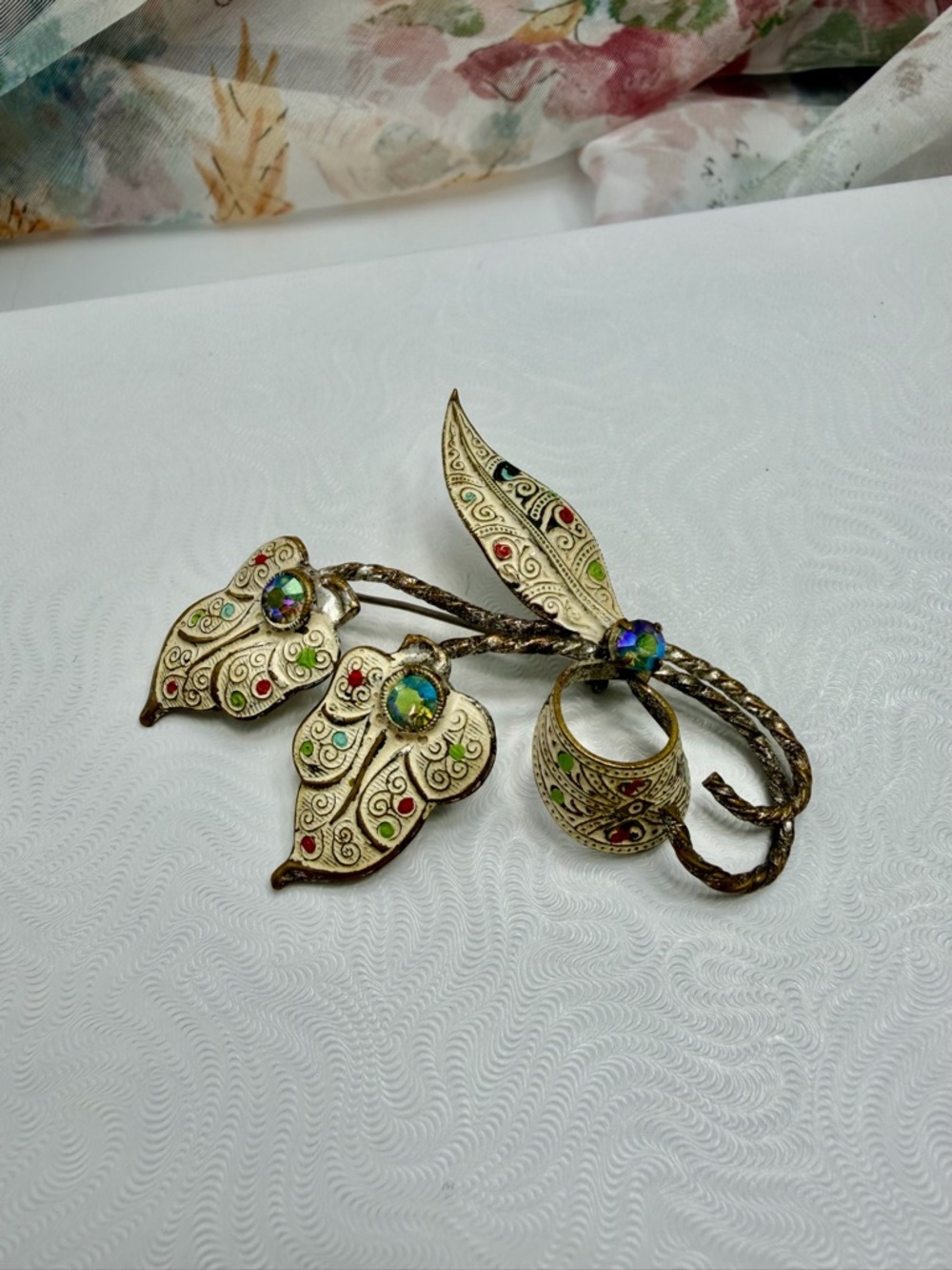 Antique Gold and Enamel Leaf  Brooch #
238UB
